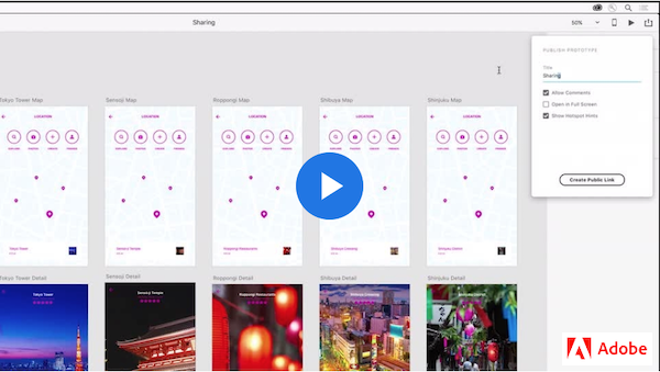 Link to Adobe Xd tutorial on Sharing with Xd