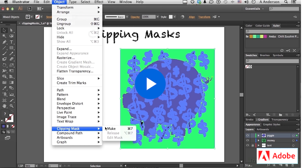 Adobe tutorial for Clipping mask